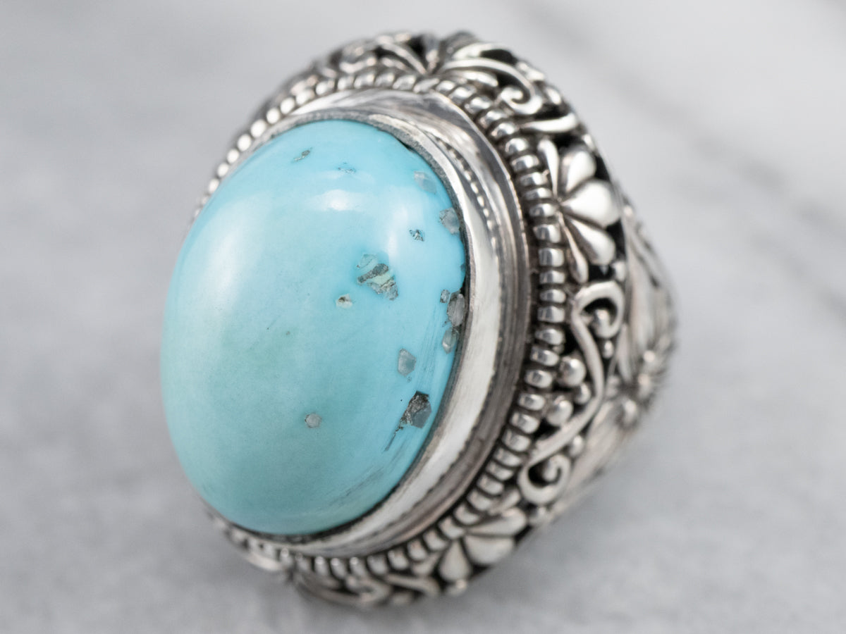 Turquoise Rings for Men Retro Vintage Stone Rings Blue Stone Statement Ring  Gemstone Western Ring Jewelry Gift for Anniversary Birthday|Amazon.com